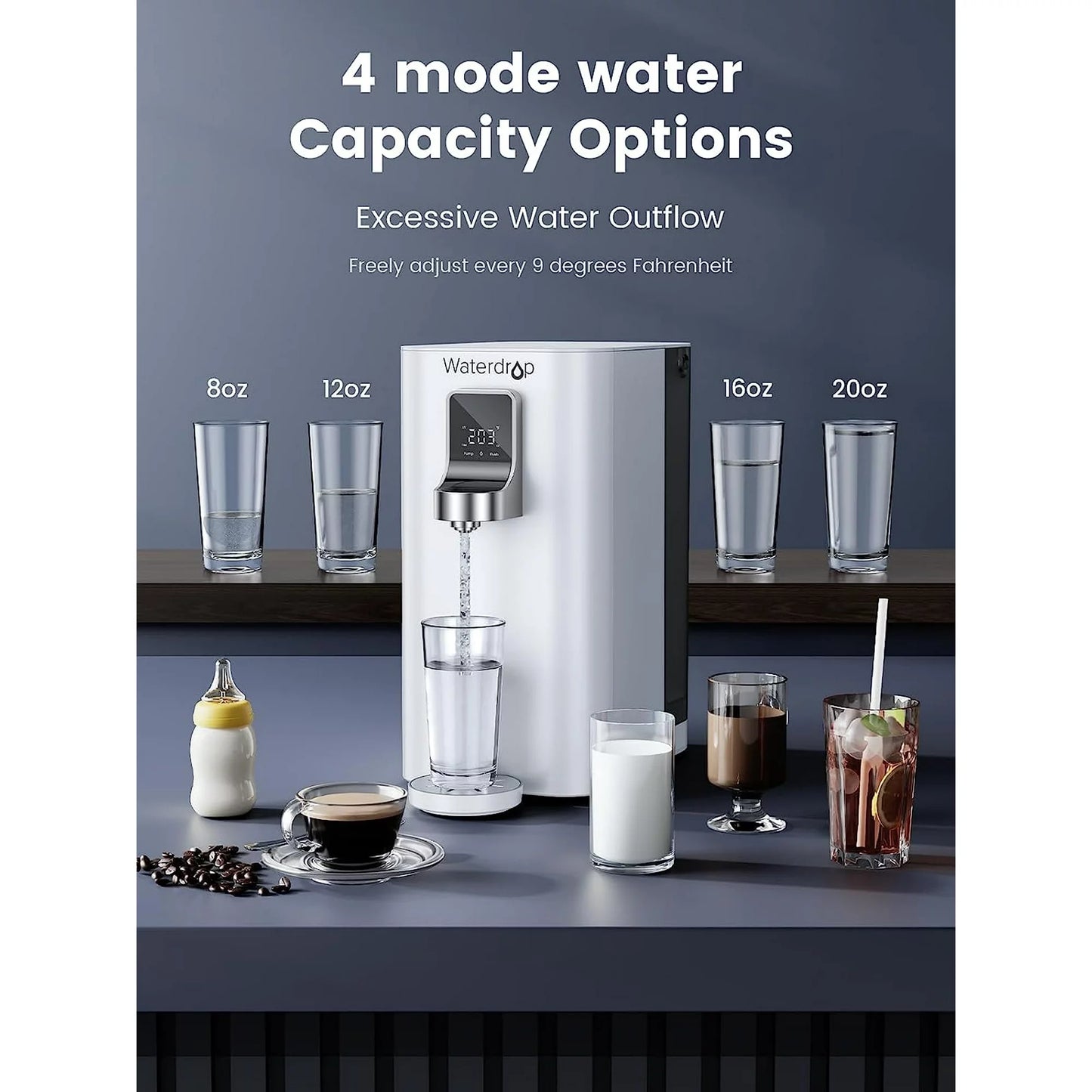 Waterdrop K19-H Countertop Instant Hot RO System: 4-Stage Portable Filtration with 3:1 Pure-to-Drain Ratio, 4 Customizable Temperature Options, and Easy Plug-and-Play Setup (Model: WD-K19-H)